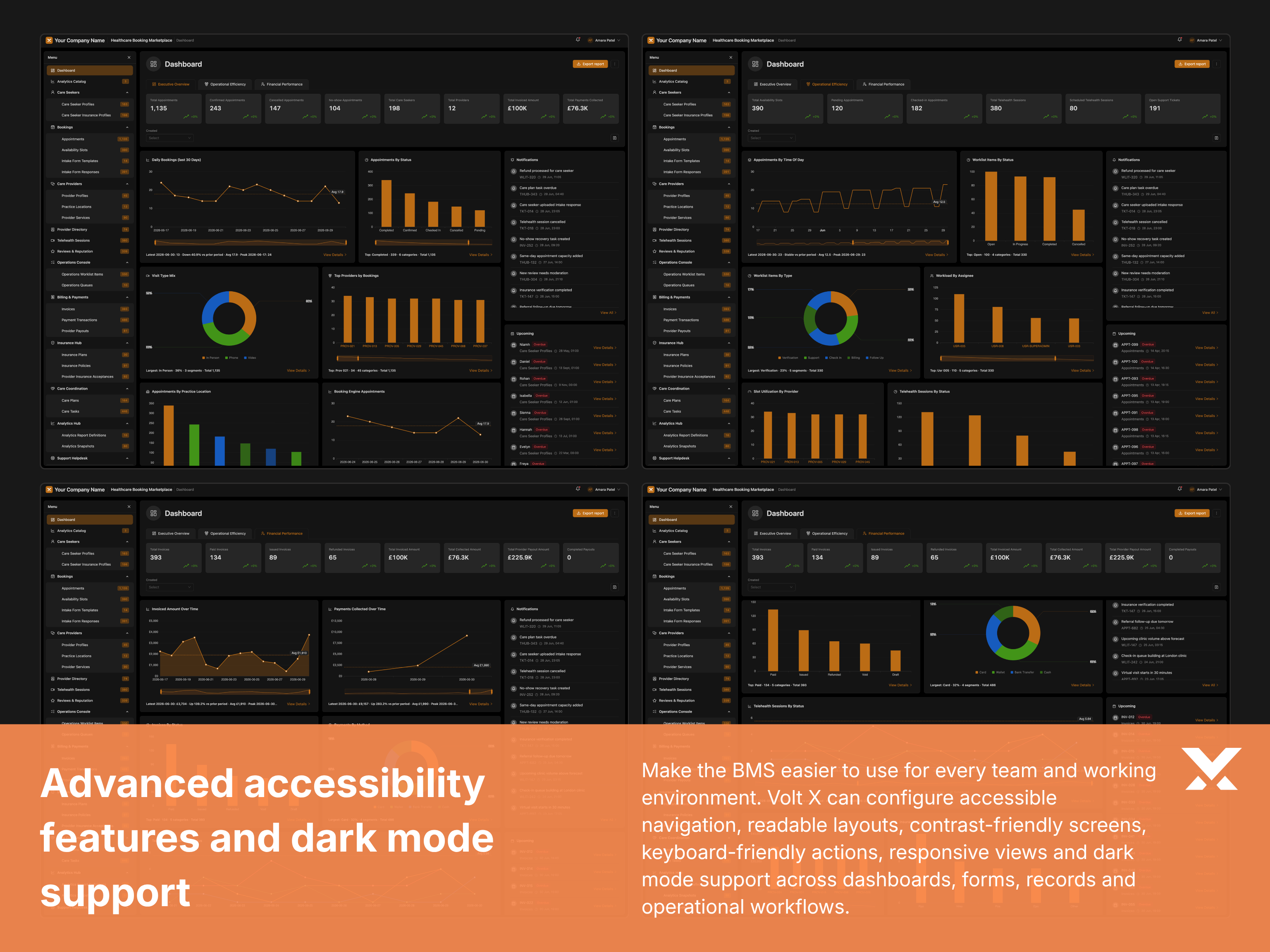 Standard Volt X product usability controls — views, columns, filters, and display preferences