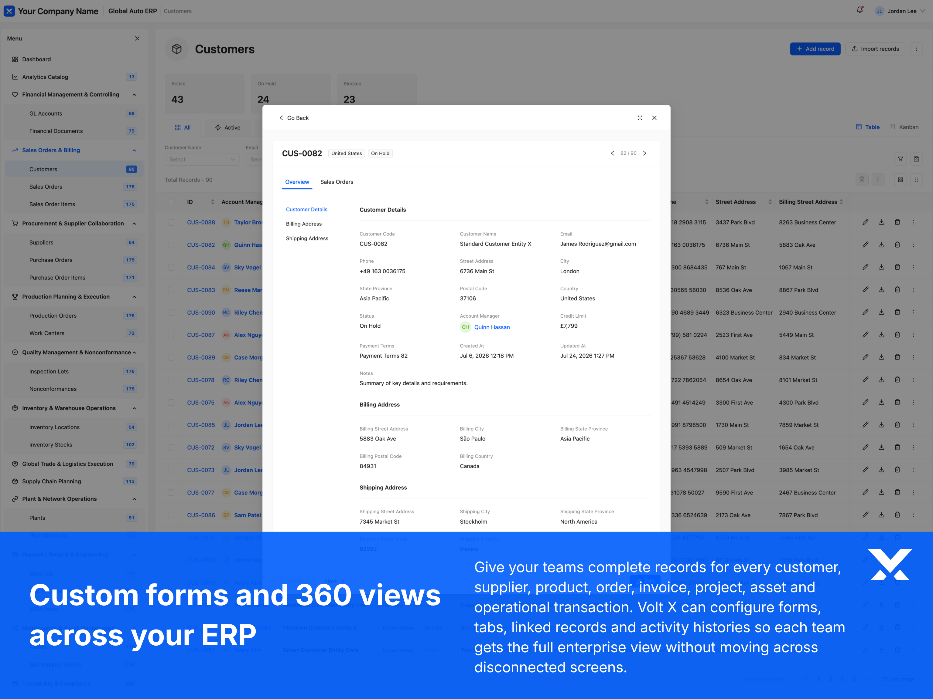 Custom ERP forms and 360-degree business entity views