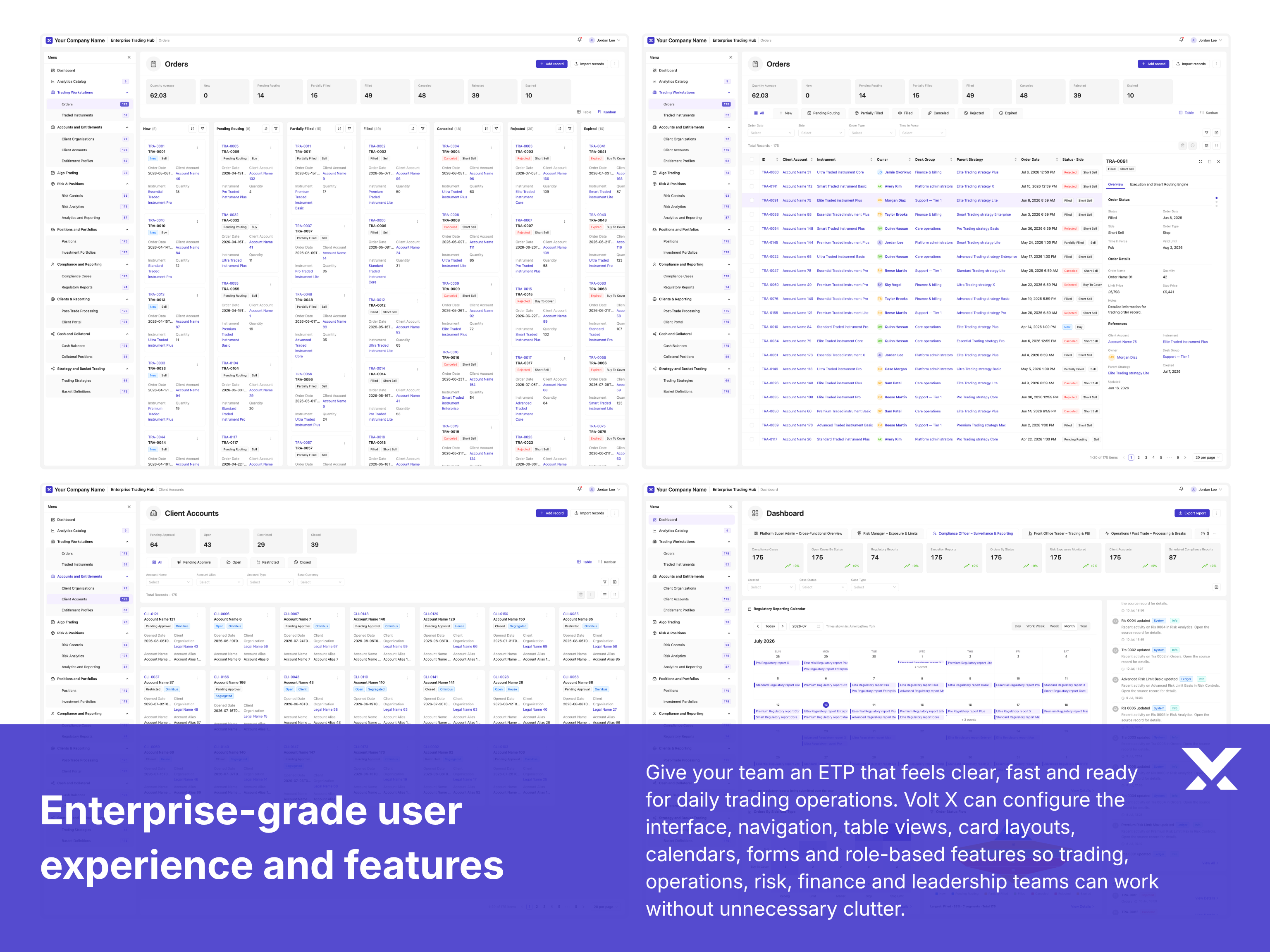 Enterprise-grade ETP user experience with tables, queues, and dashboards
