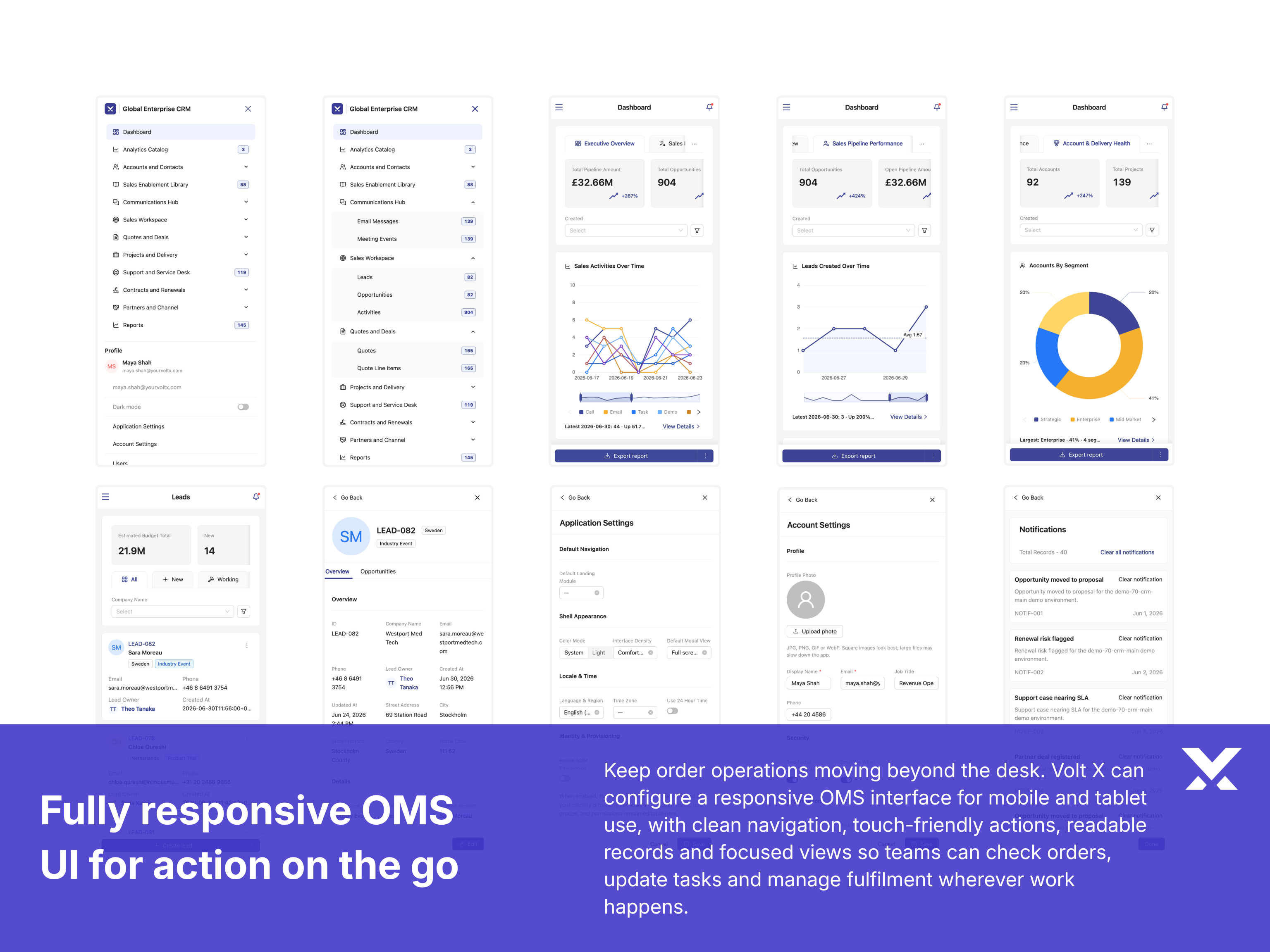 Mobile OMS views for order work on the move